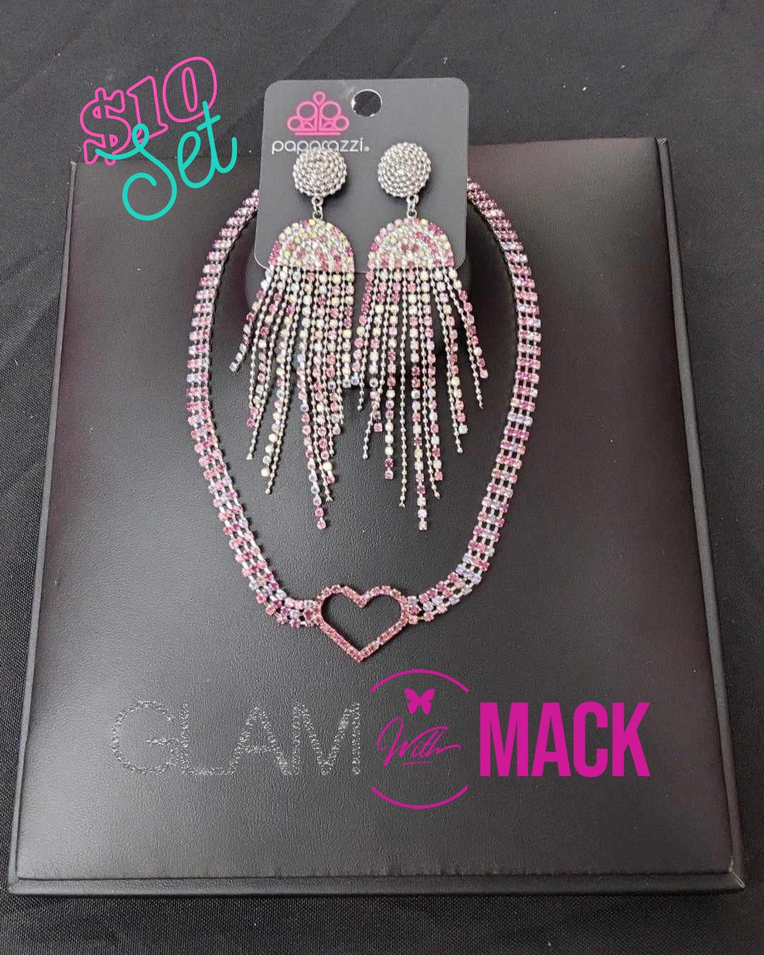 Pink Heart Bling Set