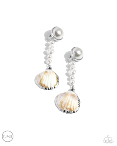 Paparazzi Oceanic Occasion Clip-On Earrings - White